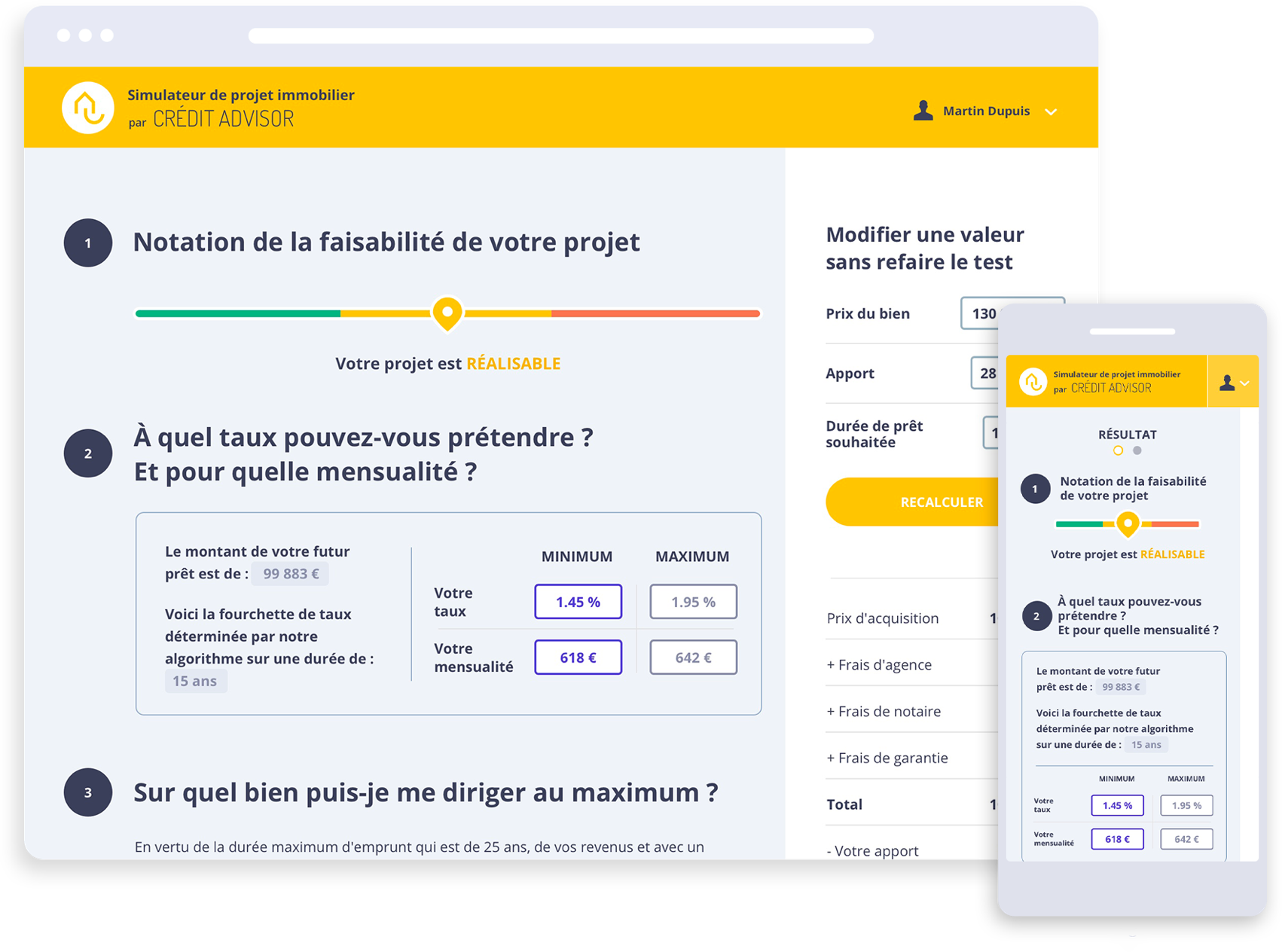 Credit Advisor — L'application en images