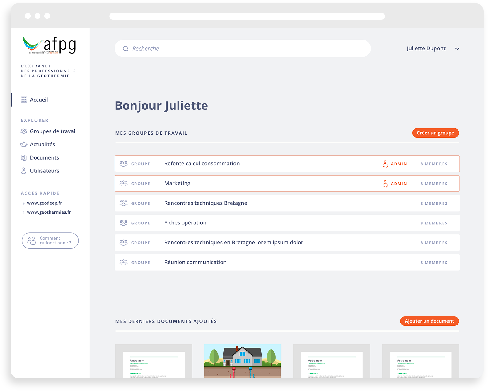 AFPG (Association Française des Professionnels de la Géothermie) — The application in pictures