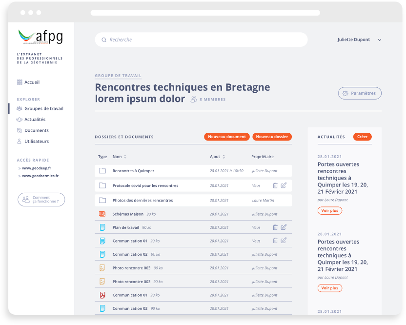 AFPG (Association Française des Professionnels de la Géothermie) — The application in pictures